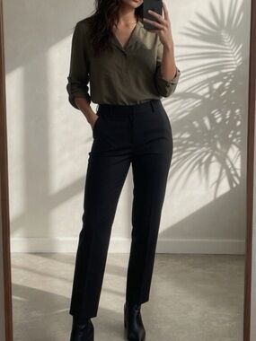 Doll’s Office Olive Green V-Neck Button Business Casual Blouse- in Women’s Cloth